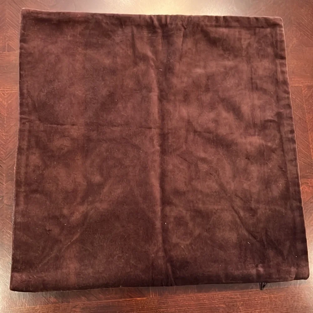 New Crate & Barrel browns velvet pillow cover floral embroidered 17.5”x17.5”